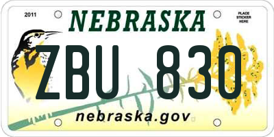 NE license plate ZBU830