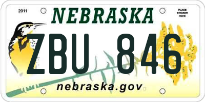 NE license plate ZBU846