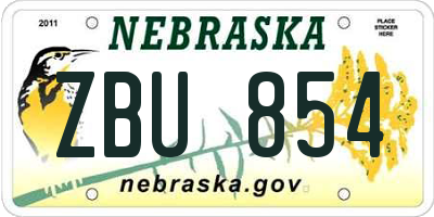 NE license plate ZBU854