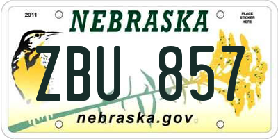NE license plate ZBU857
