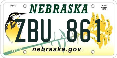 NE license plate ZBU861