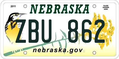 NE license plate ZBU862