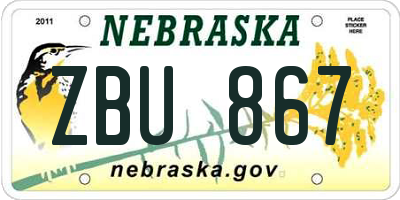 NE license plate ZBU867