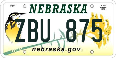NE license plate ZBU875