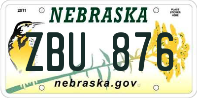 NE license plate ZBU876