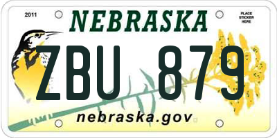 NE license plate ZBU879