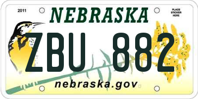 NE license plate ZBU882