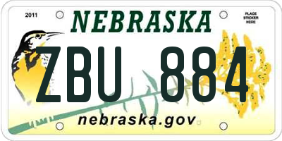 NE license plate ZBU884