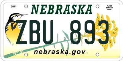 NE license plate ZBU893