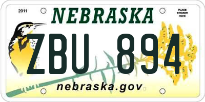 NE license plate ZBU894