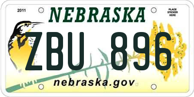 NE license plate ZBU896