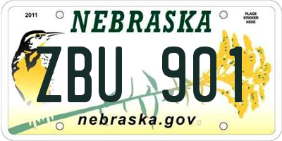 NE license plate ZBU901