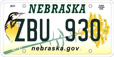 NE license plate ZBU930