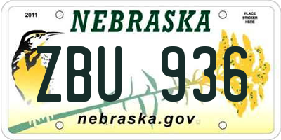 NE license plate ZBU936