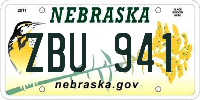 NE license plate ZBU941