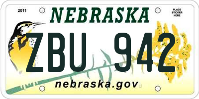 NE license plate ZBU942