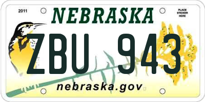 NE license plate ZBU943