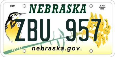 NE license plate ZBU957