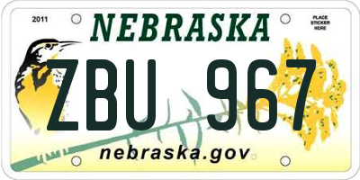 NE license plate ZBU967