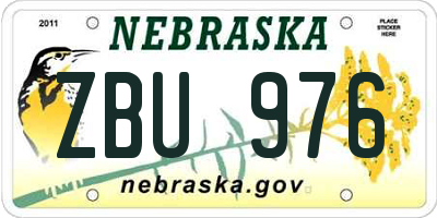 NE license plate ZBU976