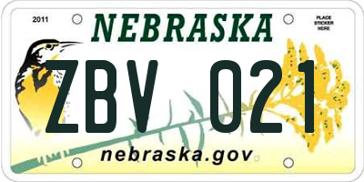 NE license plate ZBV021