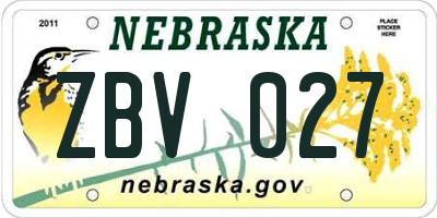 NE license plate ZBV027