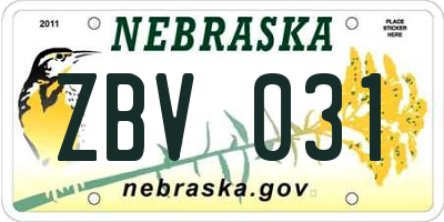 NE license plate ZBV031