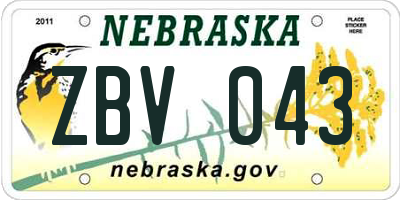 NE license plate ZBV043