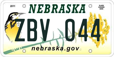 NE license plate ZBV044