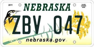 NE license plate ZBV047