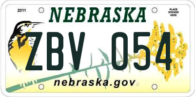 NE license plate ZBV054