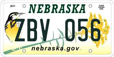 NE license plate ZBV056