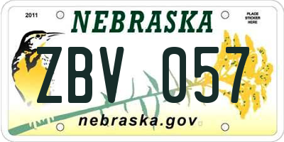NE license plate ZBV057