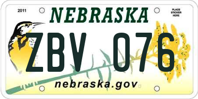 NE license plate ZBV076