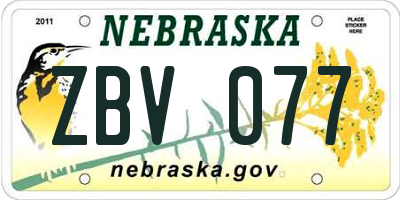 NE license plate ZBV077