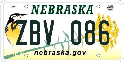 NE license plate ZBV086