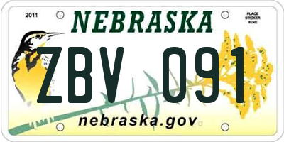 NE license plate ZBV091
