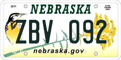 NE license plate ZBV092