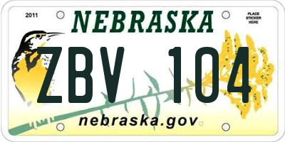 NE license plate ZBV104