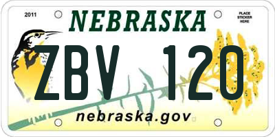 NE license plate ZBV120