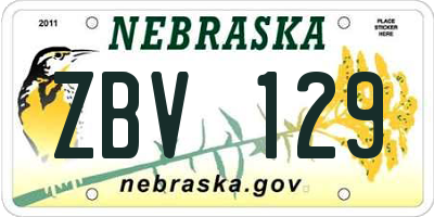 NE license plate ZBV129