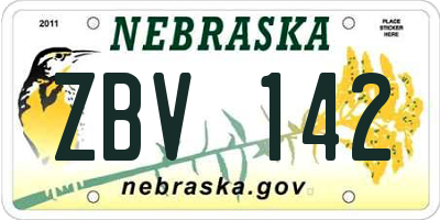 NE license plate ZBV142
