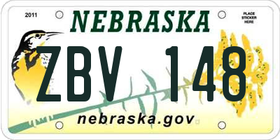 NE license plate ZBV148