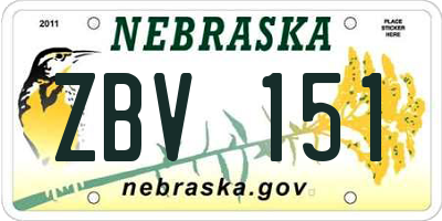 NE license plate ZBV151