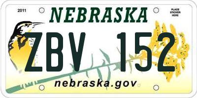 NE license plate ZBV152