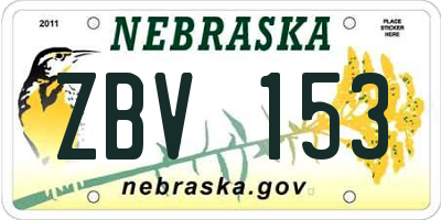 NE license plate ZBV153