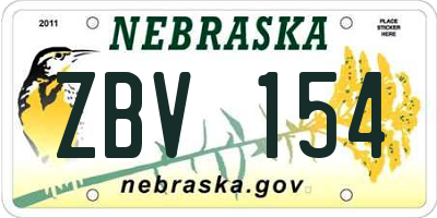 NE license plate ZBV154
