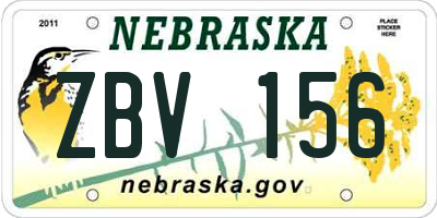 NE license plate ZBV156