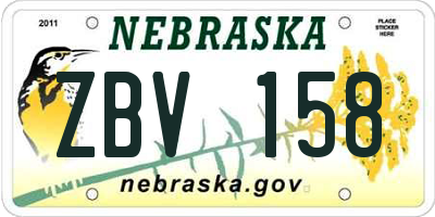 NE license plate ZBV158