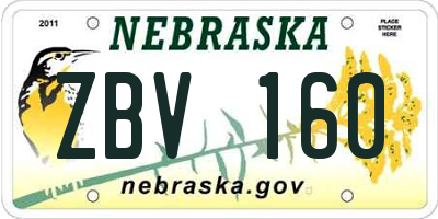 NE license plate ZBV160